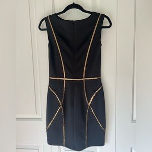 Black and gold Tadashi Shoji dress